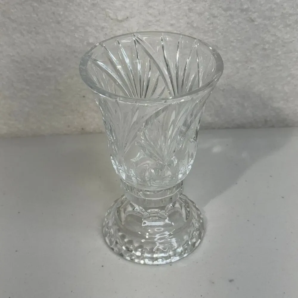 VTG Silhouette Fifth Avenue Lead Crystal Glass Hurricane Candle Holder 2 Piece